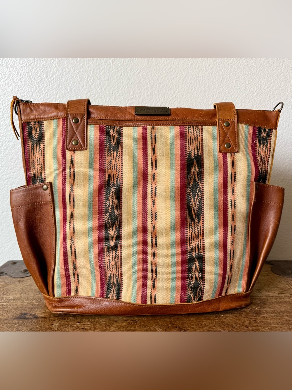 Nena & Co. Striped Guatemalan huipil and leather bag - Picture 4 of 12